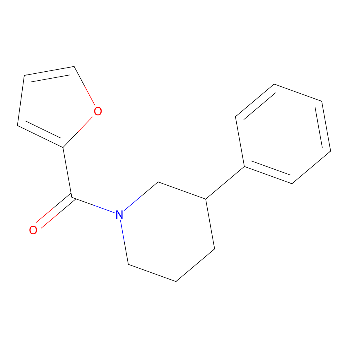 Furan-2-yl(3-phenylpiperidin-1-yl)methanone molecular structure, CAS 333749-74-9