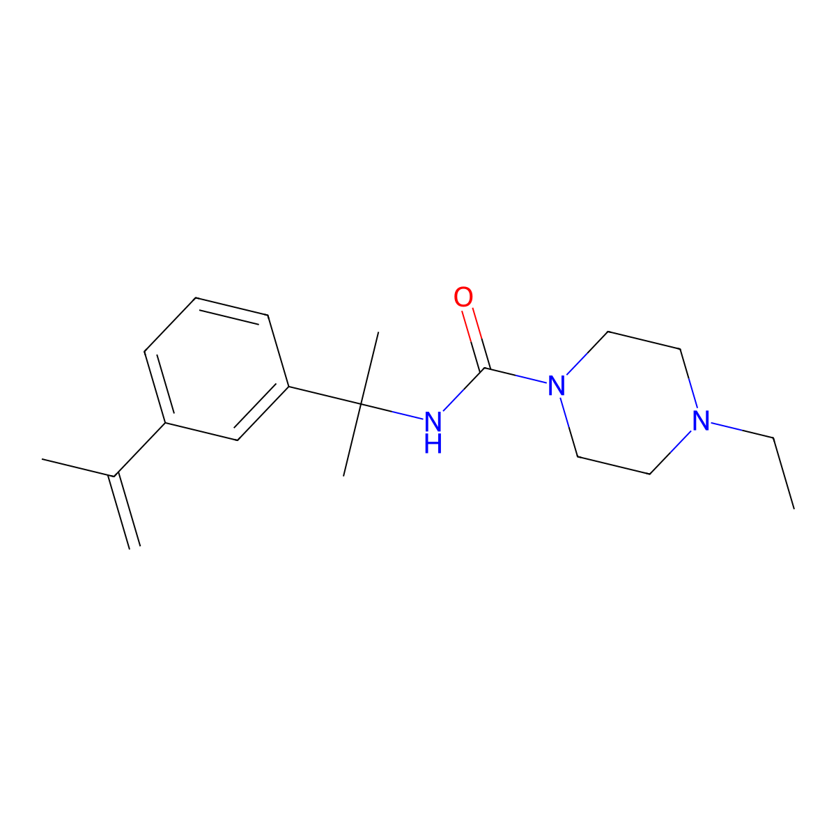 4-ethyl-N-[2-(3-prop-1-en-2-ylphenyl)propan-2-yl]piperazine-1-carboxamide molecular structure, CAS 333751-08-9