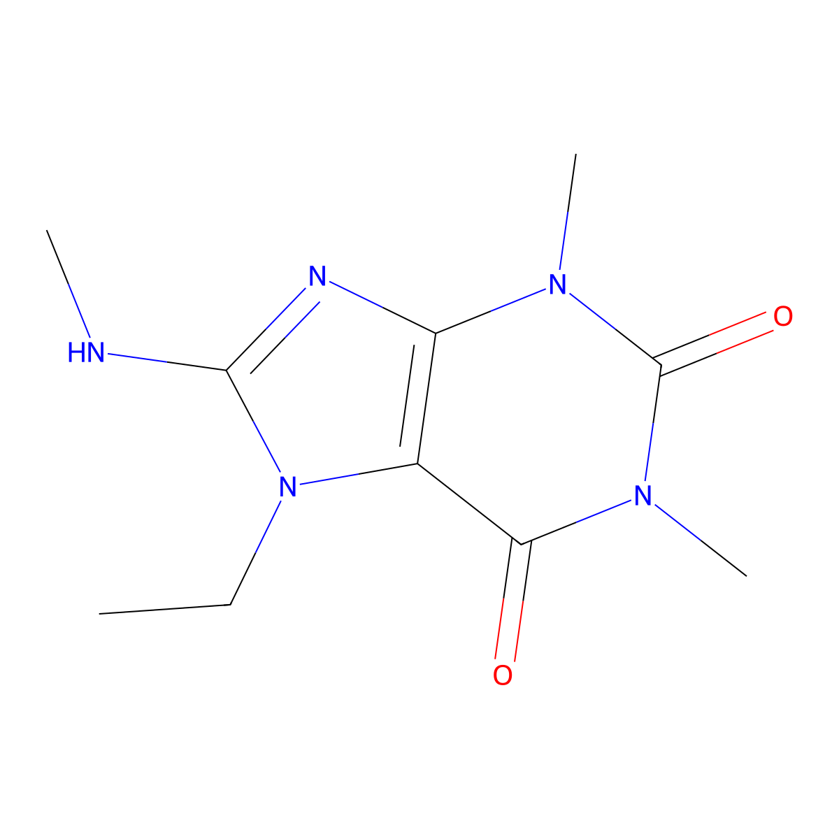 7-ethyl-1,3-dimethyl-8-(methylamino)-1H-purine-2,6(3H,7H)-dione molecular structure, CAS 333752-03-7