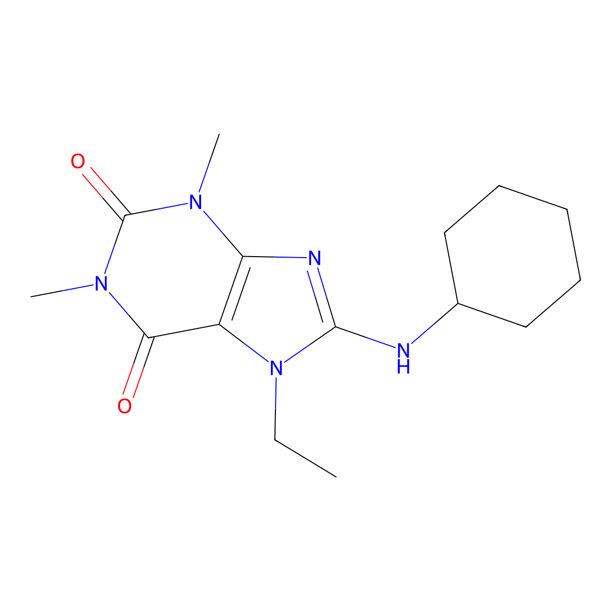 8-(cyclohexylamino)-7-ethyl-1,3-dimethyl-1H-purine-2,6(3H,7H)-dione molecular structure, CAS 333752-16-2