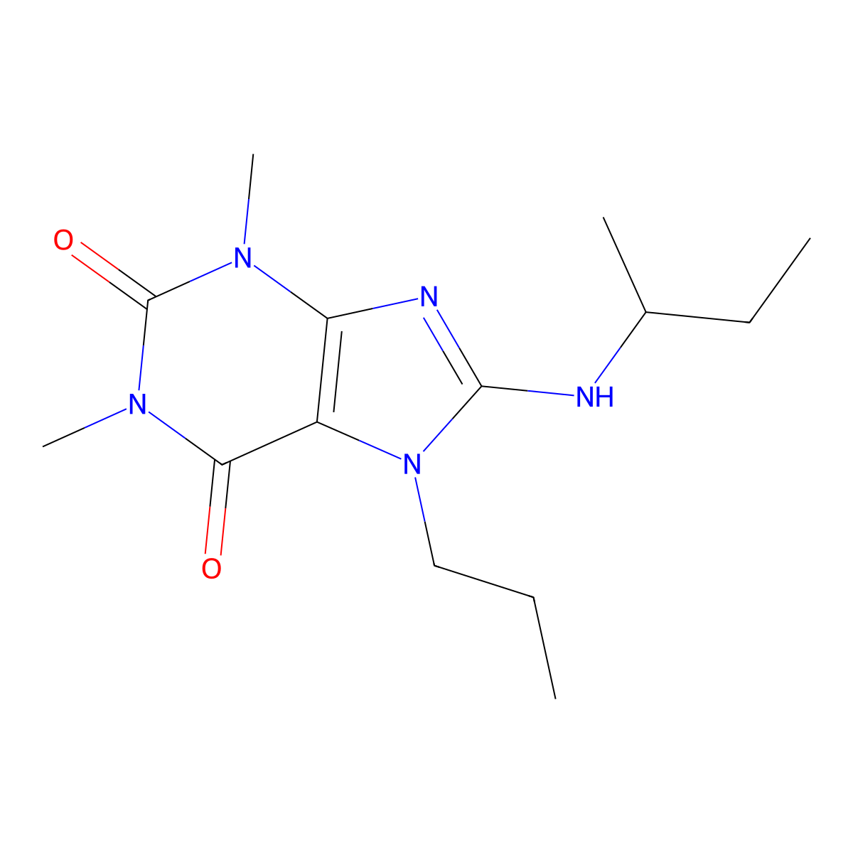 8-(sec-butylamino)-1,3-dimethyl-7-propyl-1H-purine-2,6(3H,7H)-dione molecular structure, CAS 333752-20-8