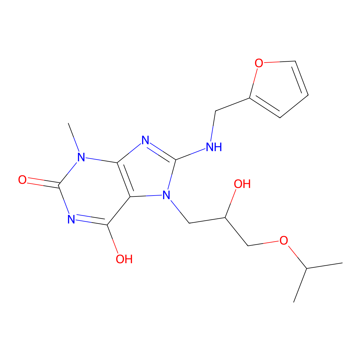 8-((furan-2-ylmethyl)amino)-7-(2-hydroxy-3-isopropoxypropyl)-3-methyl-1H-purine-2,6(3H,7H)-dione molecular structure, CAS 333752-28-6