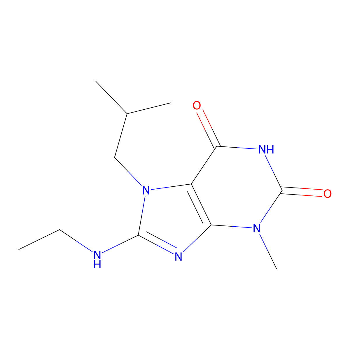 8-(Ethylamino)-3-methyl-7-(2-methylpropyl)purine-2,6-dione molecular structure, CAS 333752-33-3