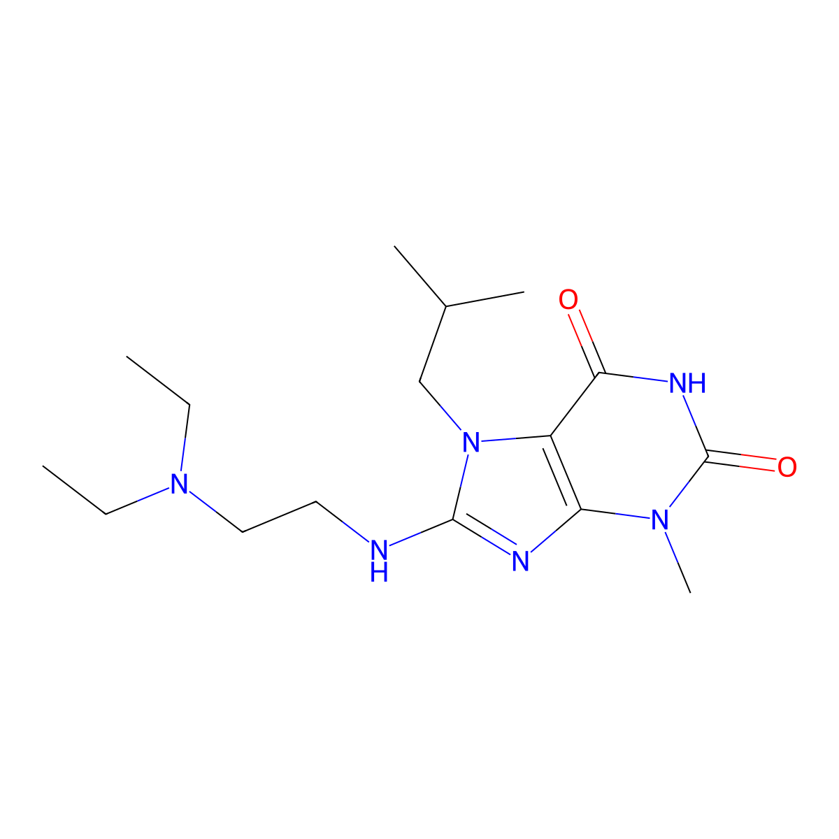 8-((2-(diethylamino)ethyl)amino)-7-isobutyl-3-methyl-1H-purine-2,6(3H,7H)-dione molecular structure, CAS 333752-35-5