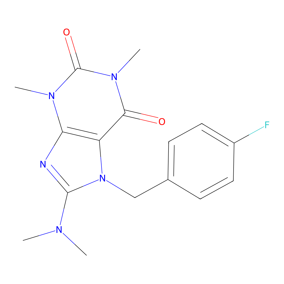 8-(dimethylamino)-7-(4-fluorobenzyl)-1,3-dimethyl-1H-purine-2,6(3H,7H)-dione molecular structure, CAS 333752-45-7