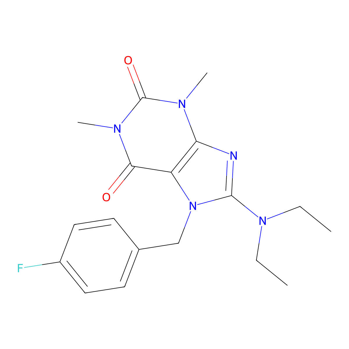 8-(diethylamino)-7-(4-fluorobenzyl)-1,3-dimethyl-1H-purine-2,6(3H,7H)-dione molecular structure, CAS 333752-47-9