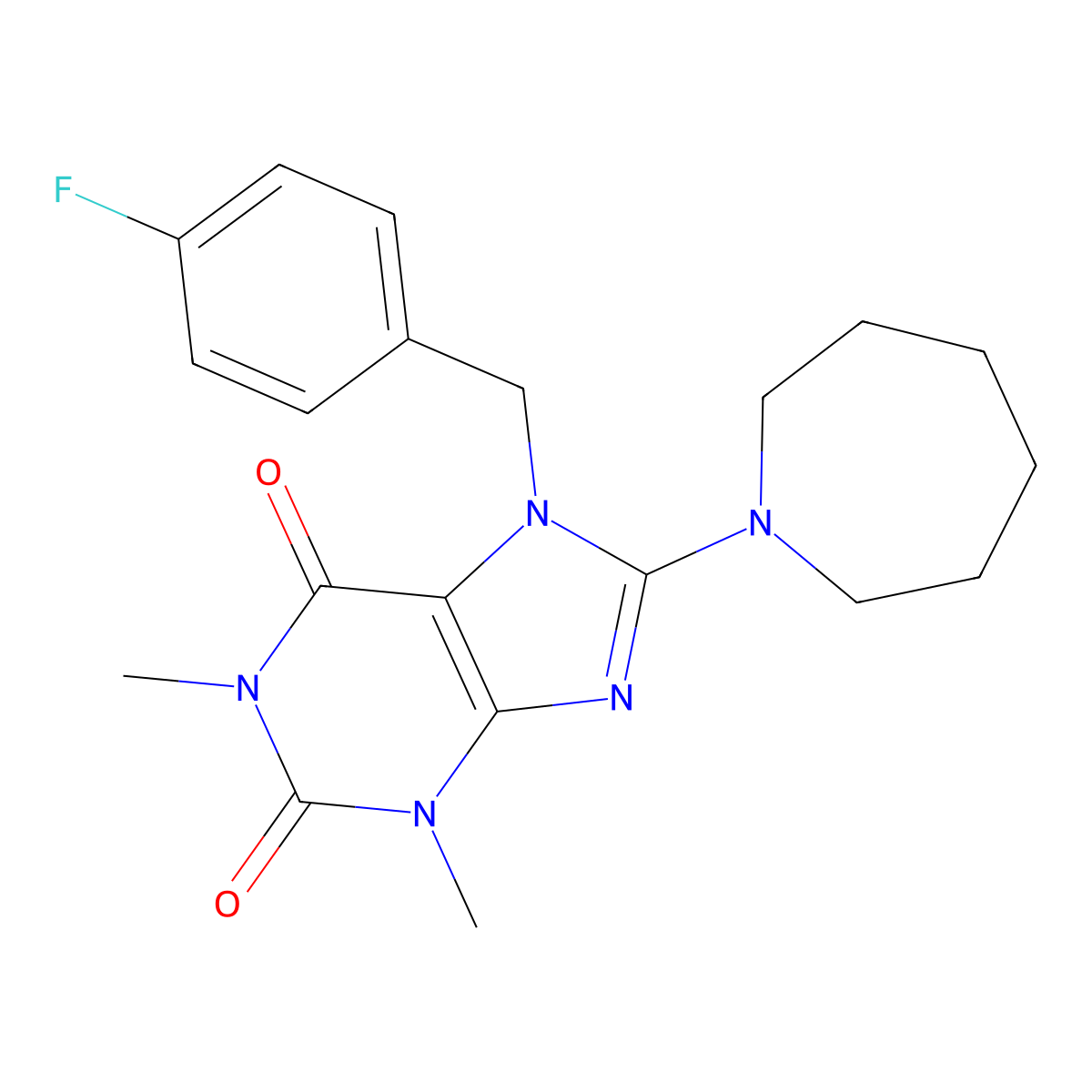 8-(azepan-1-yl)-7-(4-fluorobenzyl)-1,3-dimethyl-1H-purine-2,6(3H,7H)-dione molecular structure, CAS 333752-51-5