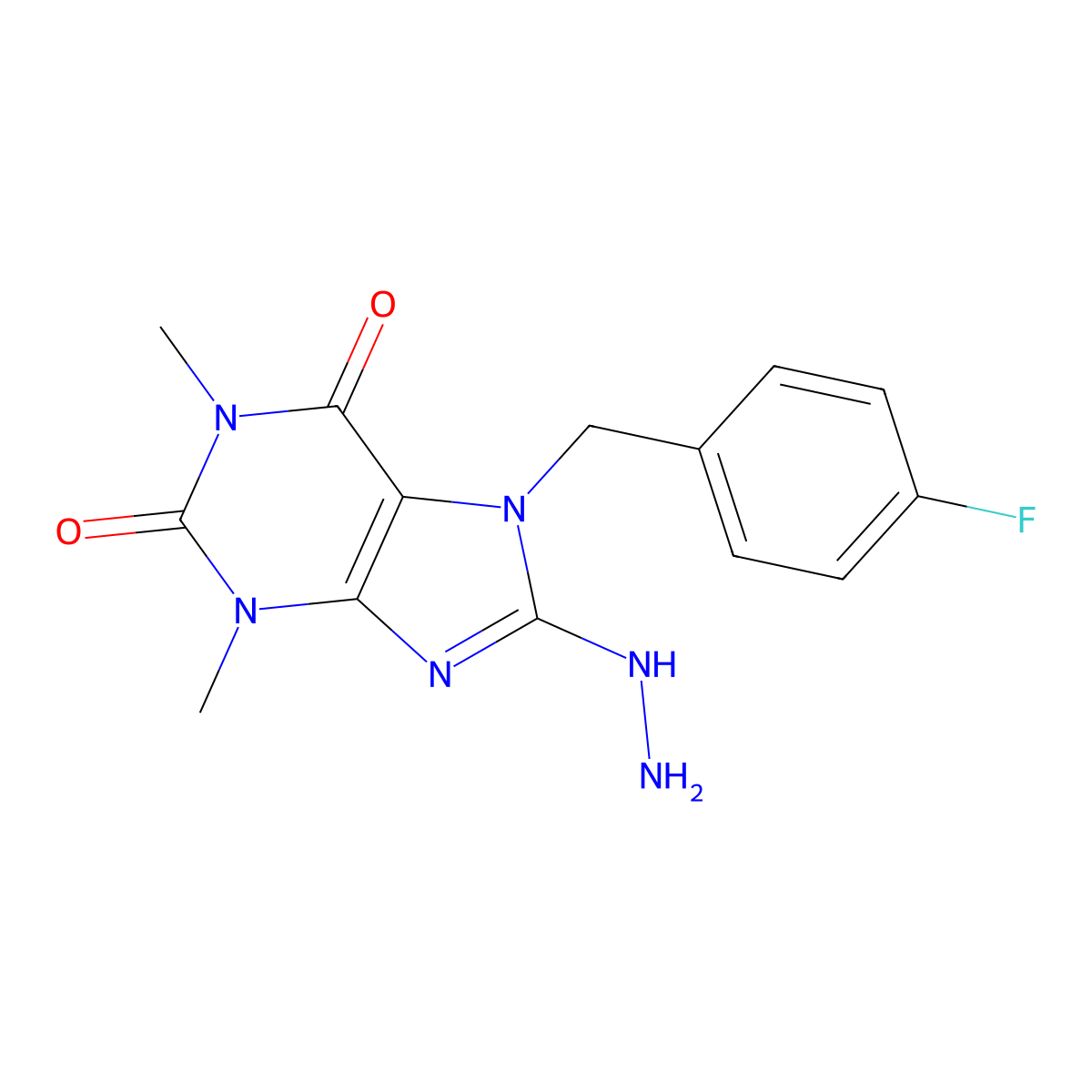 7-[(4-Fluorophenyl)methyl]-8-hydrazinyl-1,3-dimethylpurine-2,6-dione molecular structure, CAS 333755-24-1