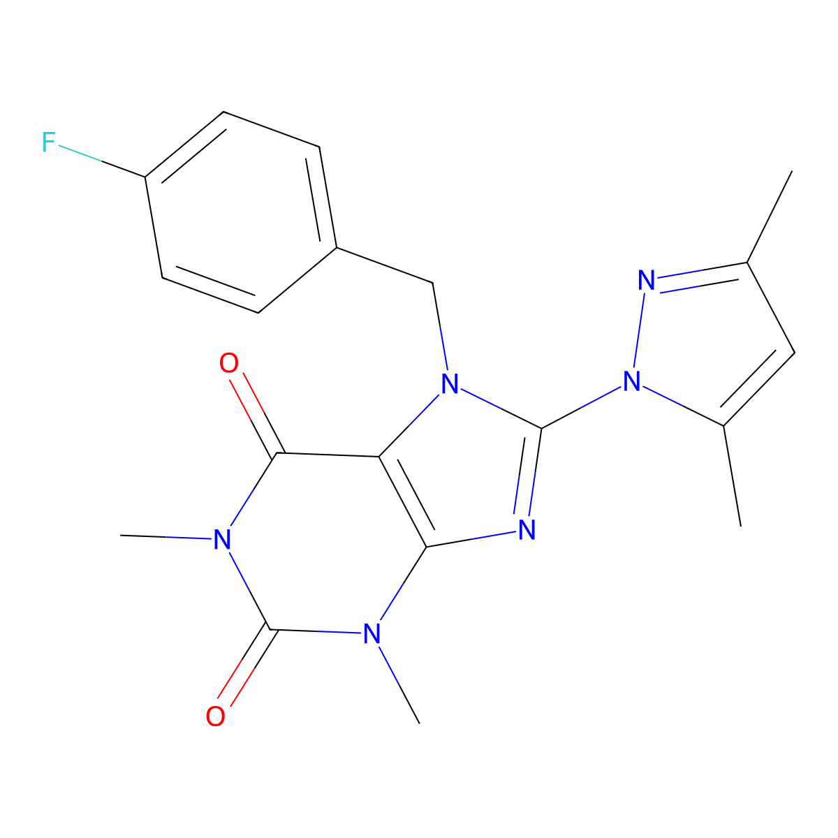 8-(3,5-dimethyl-1H-pyrazol-1-yl)-7-(4-fluorobenzyl)-1,3-dimethyl-1H-purine-2,6(3H,7H)-dione molecular structure, CAS 333755-25-2