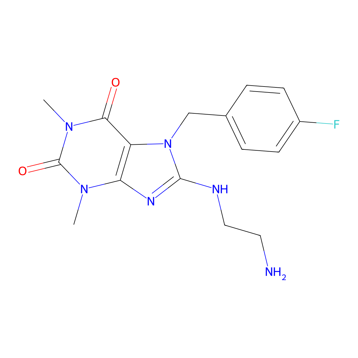 8-((2-Aminoethyl)amino)-7-(4-fluorobenzyl)-1,3-dimethyl-1H-purine-2,6(3H,7H)-dione molecular structure, CAS 333755-26-3