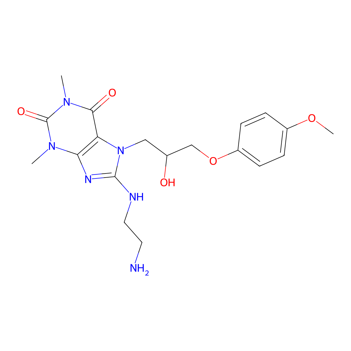 8-((2-aminoethyl)amino)-7-(2-hydroxy-3-(4-methoxyphenoxy)propyl)-1,3-dimethyl-1H-purine-2,6(3H,7H)-dione molecular structure, CAS 333755-45-6
