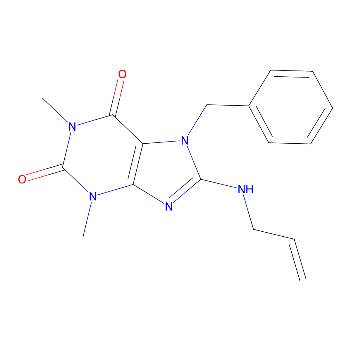 8-(allylamino)-7-benzyl-1,3-dimethyl-1H-purine-2,6(3H,7H)-dione molecular structure, CAS 333755-46-7
