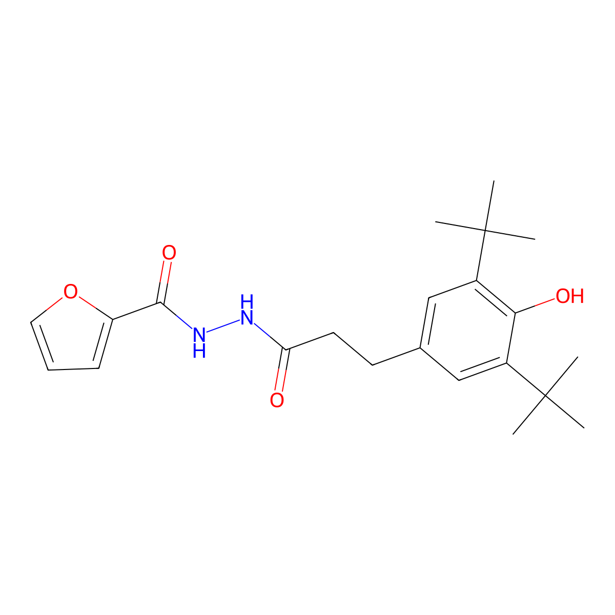 N'-(3-(3,5-di-tert-butyl-4-hydroxyphenyl)propanoyl)furan-2-carbohydrazide molecular structure, CAS 333755-70-7