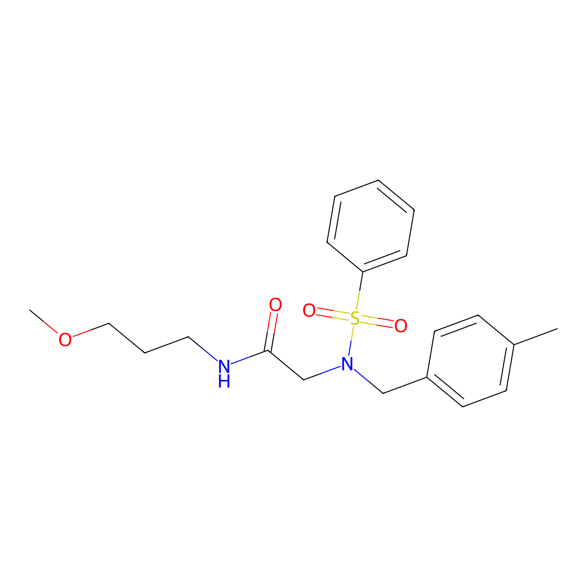 2-[benzenesulfonyl-[(4-methylphenyl)methyl]amino]-N-(3-methoxypropyl)acetamide molecular structure, CAS 333755-85-4