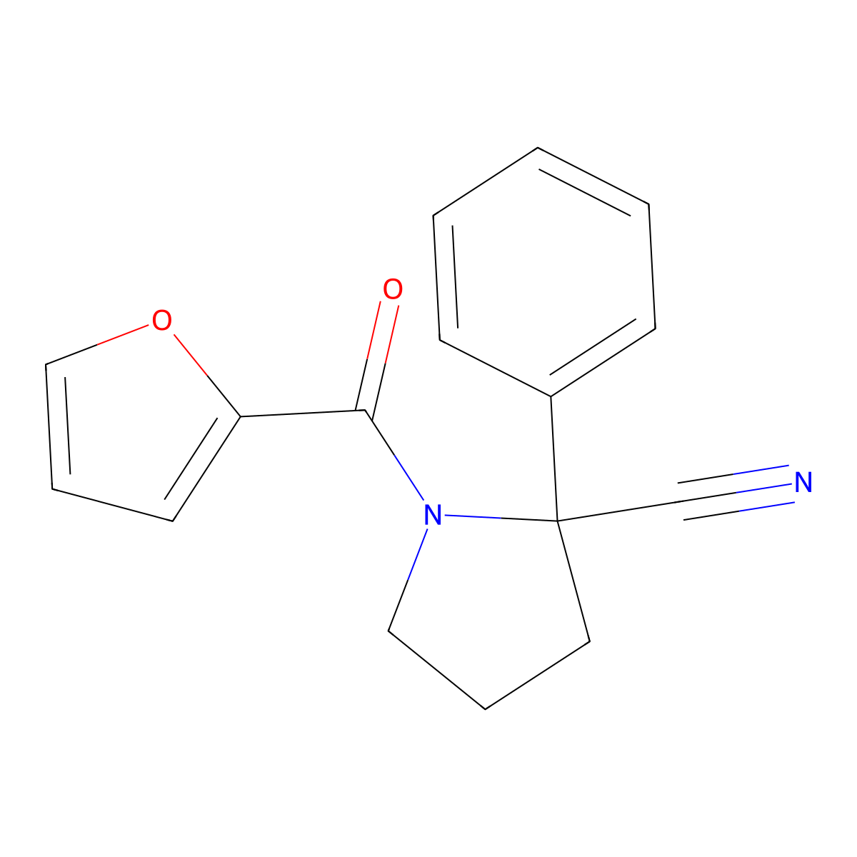 1-(Furan-2-carbonyl)-2-phenylpyrrolidine-2-carbonitrile molecular structure, CAS 333755-93-4