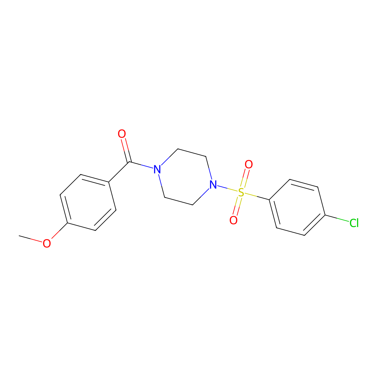[4-(4-Chloro-benzenesulfonyl)-piperazin-1-yl]-(4-methoxy-phenyl)-methanone molecular structure, CAS 333755-97-8