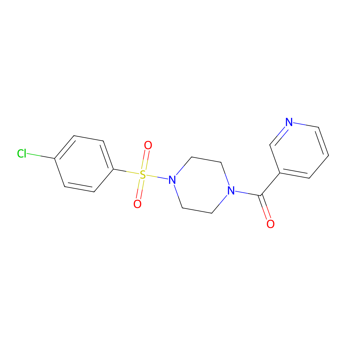 1-[(4-Chlorophenyl)sulfonyl]-4-(3-pyridinylcarbonyl)piperazine molecular structure, CAS 333755-98-9