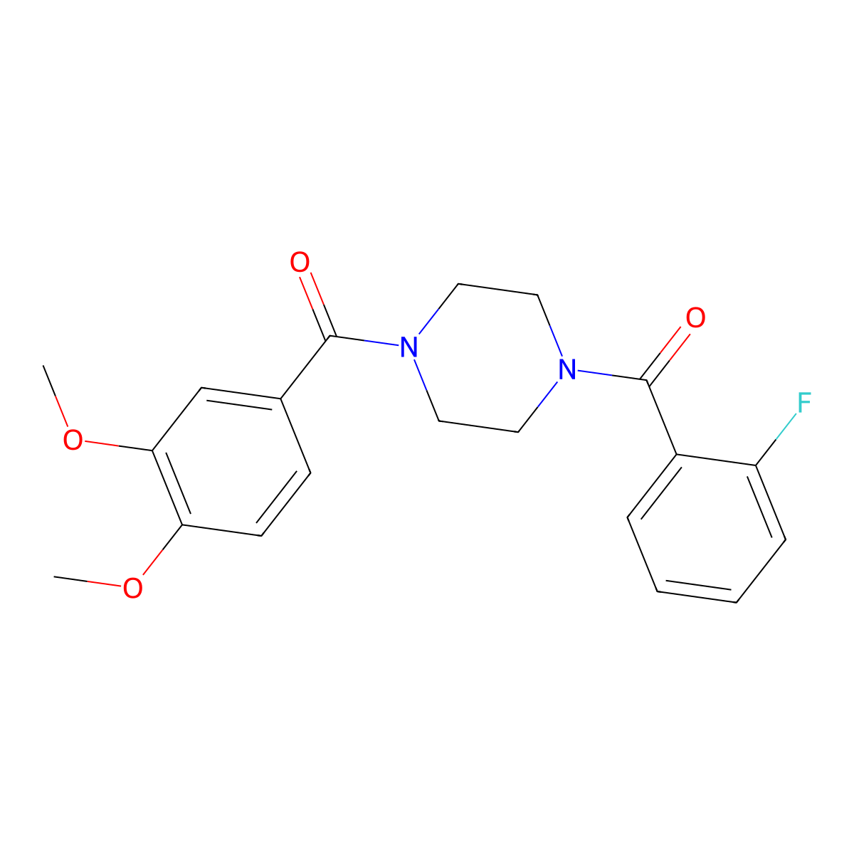 1-(3,4-Dimethoxybenzoyl)-4-(2-fluorobenzoyl)piperazine molecular structure, CAS 333756-00-6