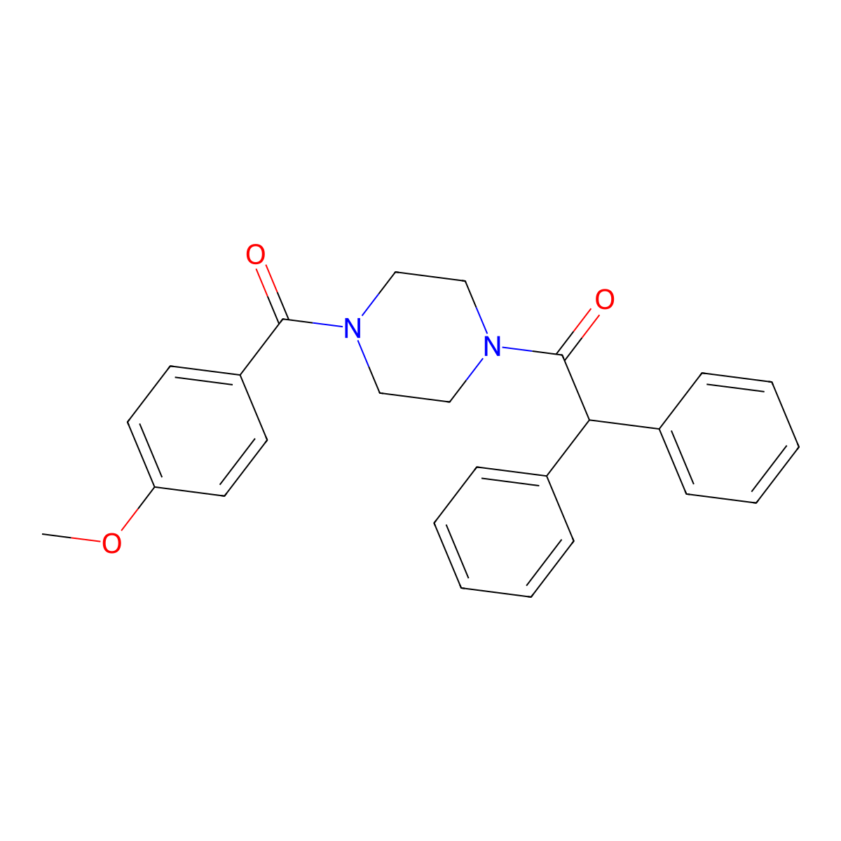 1-(Diphenylacetyl)-4-(4-methoxybenzoyl)piperazine molecular structure, CAS 333756-04-0