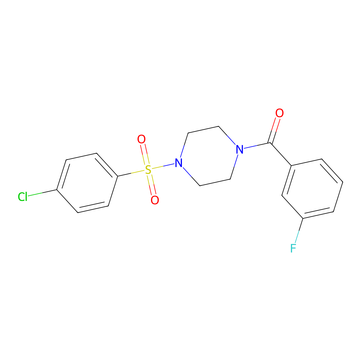 [4-(4-Chloro-benzenesulfonyl)-piperazin-1-yl]-(3-fluoro-phenyl)-methanone molecular structure, CAS 333756-05-1
