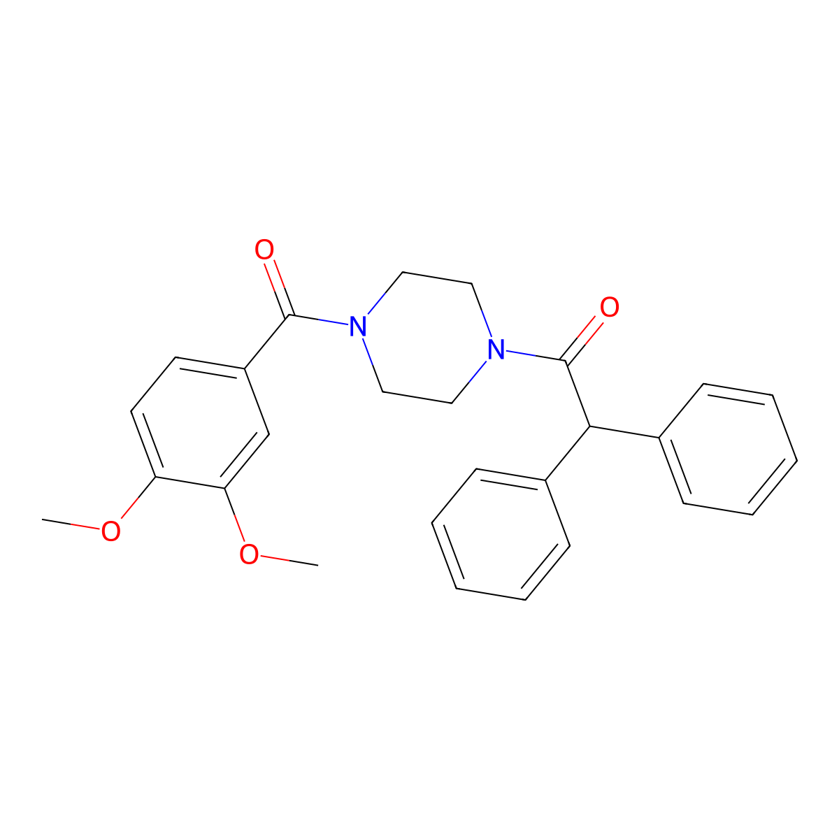 1-{4-[(3,4-Dimethoxyphenyl)carbonyl]piperazin-1-yl}-2,2-diphenylethanone molecular structure, CAS 333756-07-3