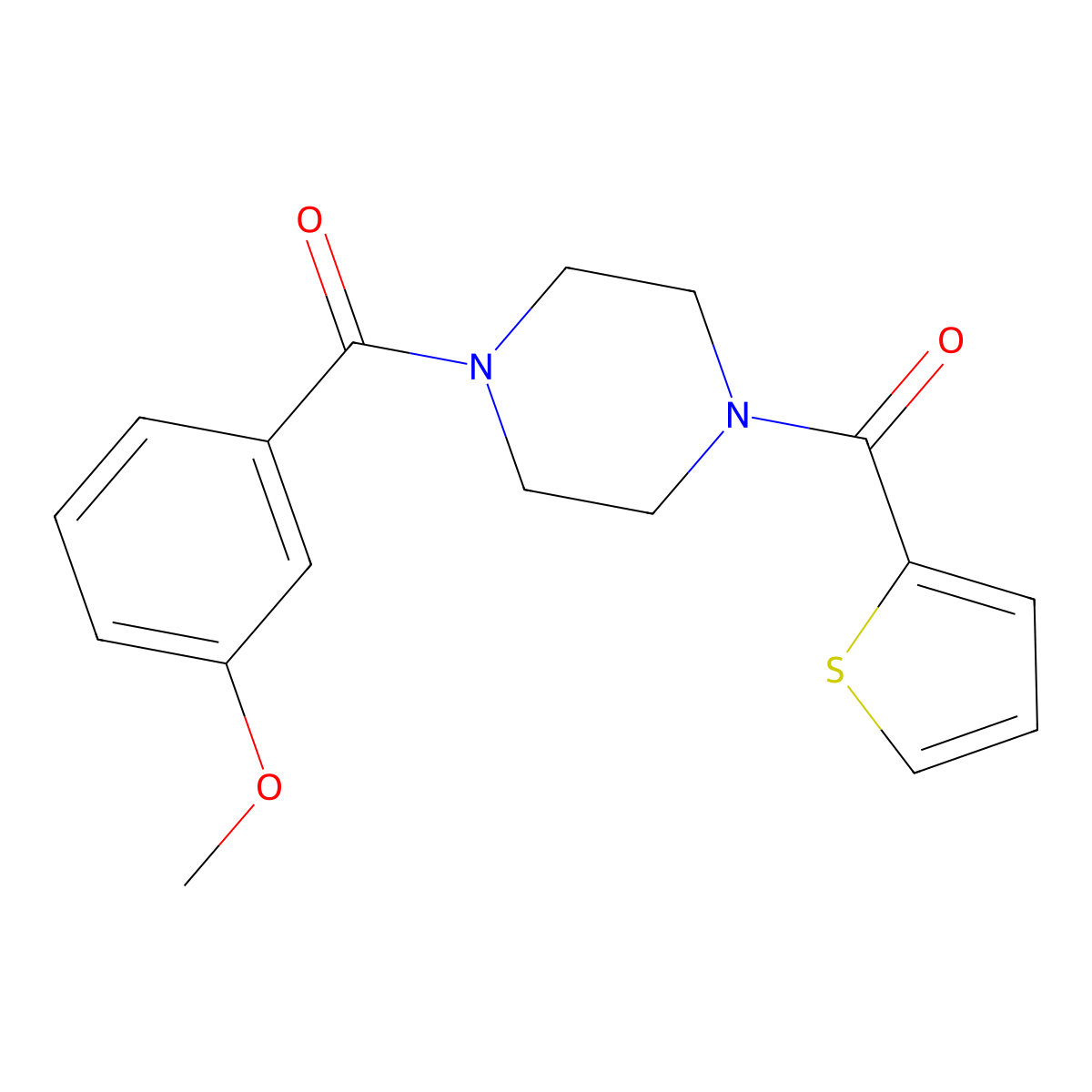 (3-Methoxyphenyl)-[4-(thiophene-2-carbonyl)piperazin-1-yl]methanone molecular structure, CAS 333756-08-4