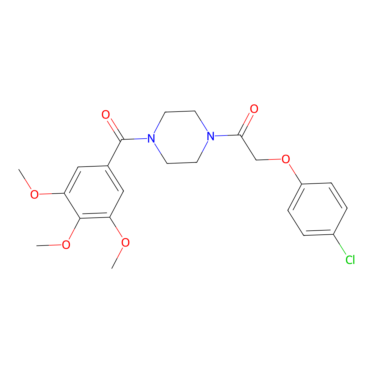 2-(4-Chloro-phenoxy)-1-[4-(3,4,5-trimethoxy-benzoyl)-piperazin-1-yl]-ethanone molecular structure, CAS 333756-14-2