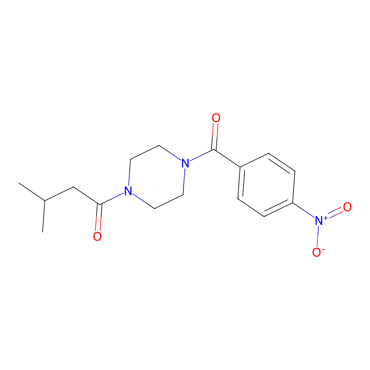 3-Methyl-1-[4-(4-nitrobenzoyl)piperazin-1-yl]butan-1-one molecular structure, CAS 333756-15-3