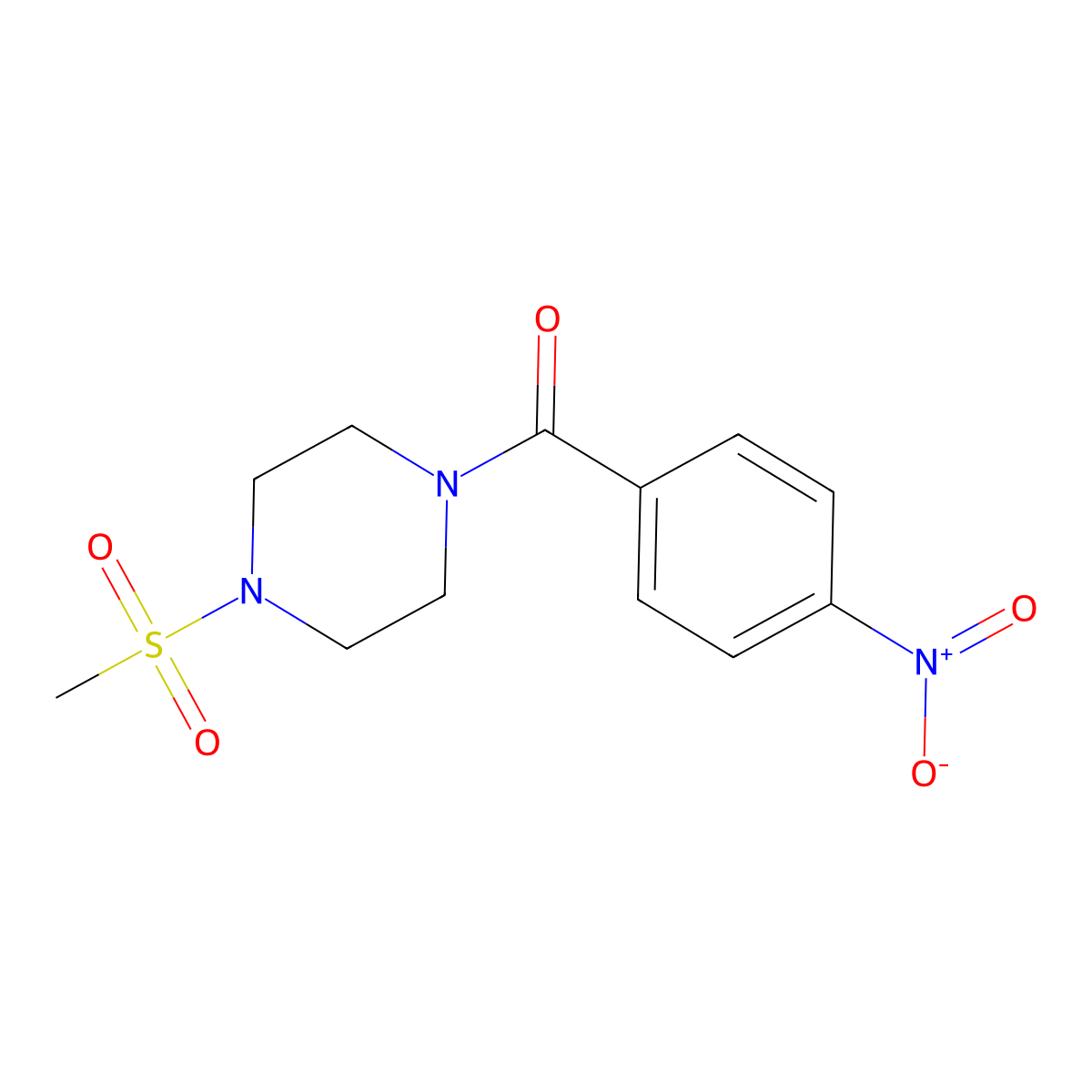 (4-Methylsulfonylpiperazin-1-yl)-(4-nitrophenyl)methanone molecular structure, CAS 333756-17-5