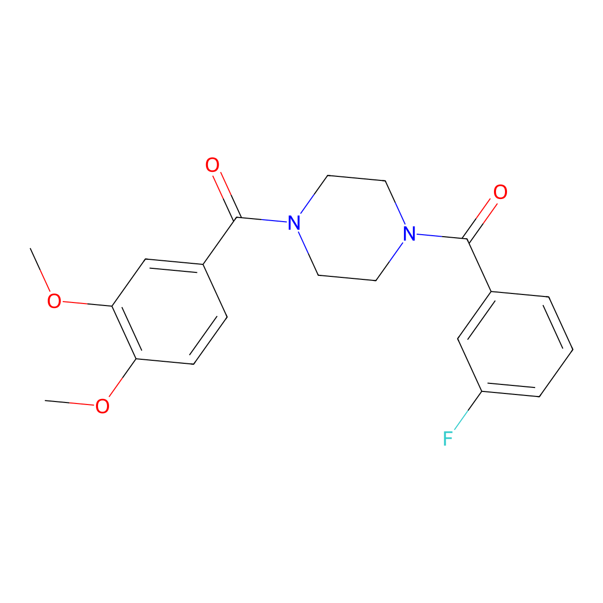(3,4-Dimethoxyphenyl){4-[(3-fluorophenyl)carbonyl]piperazin-1-yl}methanone molecular structure, CAS 333756-18-6