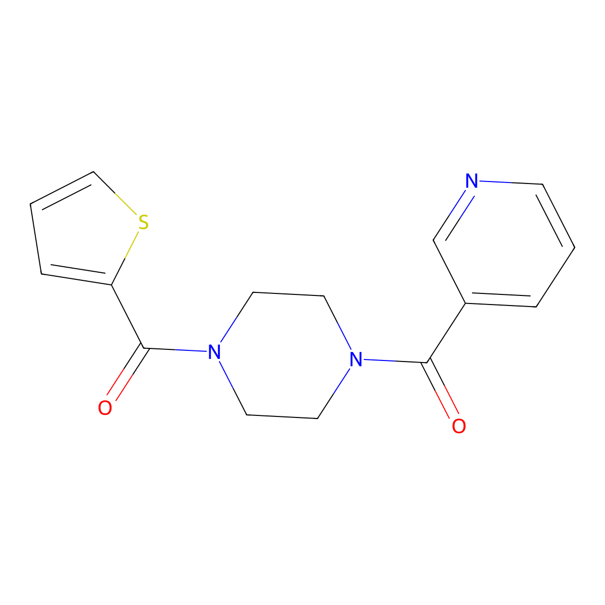 [4-[Oxo(thiophen-2-yl)methyl]-1-piperazinyl]-(3-pyridinyl)methanone molecular structure, CAS 333756-21-1