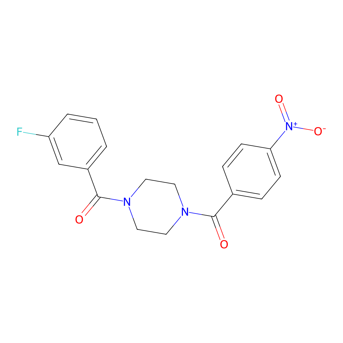 (3-Fluorophenyl){4-[(4-nitrophenyl)carbonyl]piperazin-1-yl}methanone molecular structure, CAS 333756-22-2