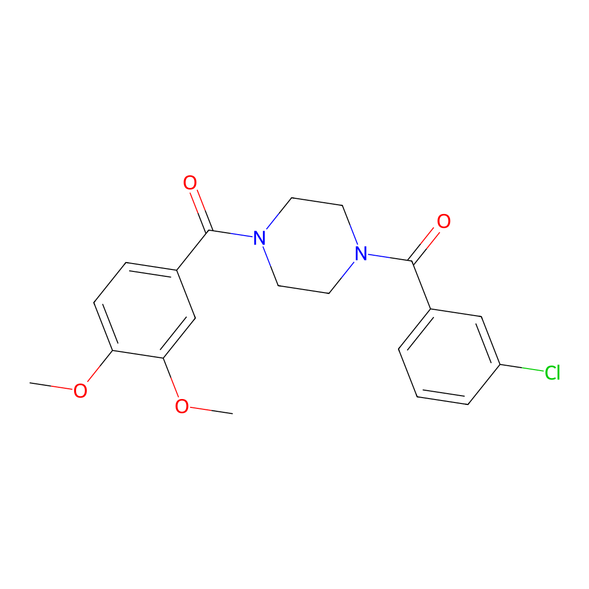 1-(3-Chlorobenzoyl)-4-(3,4-dimethoxybenzoyl)piperazine molecular structure, CAS 333756-26-6