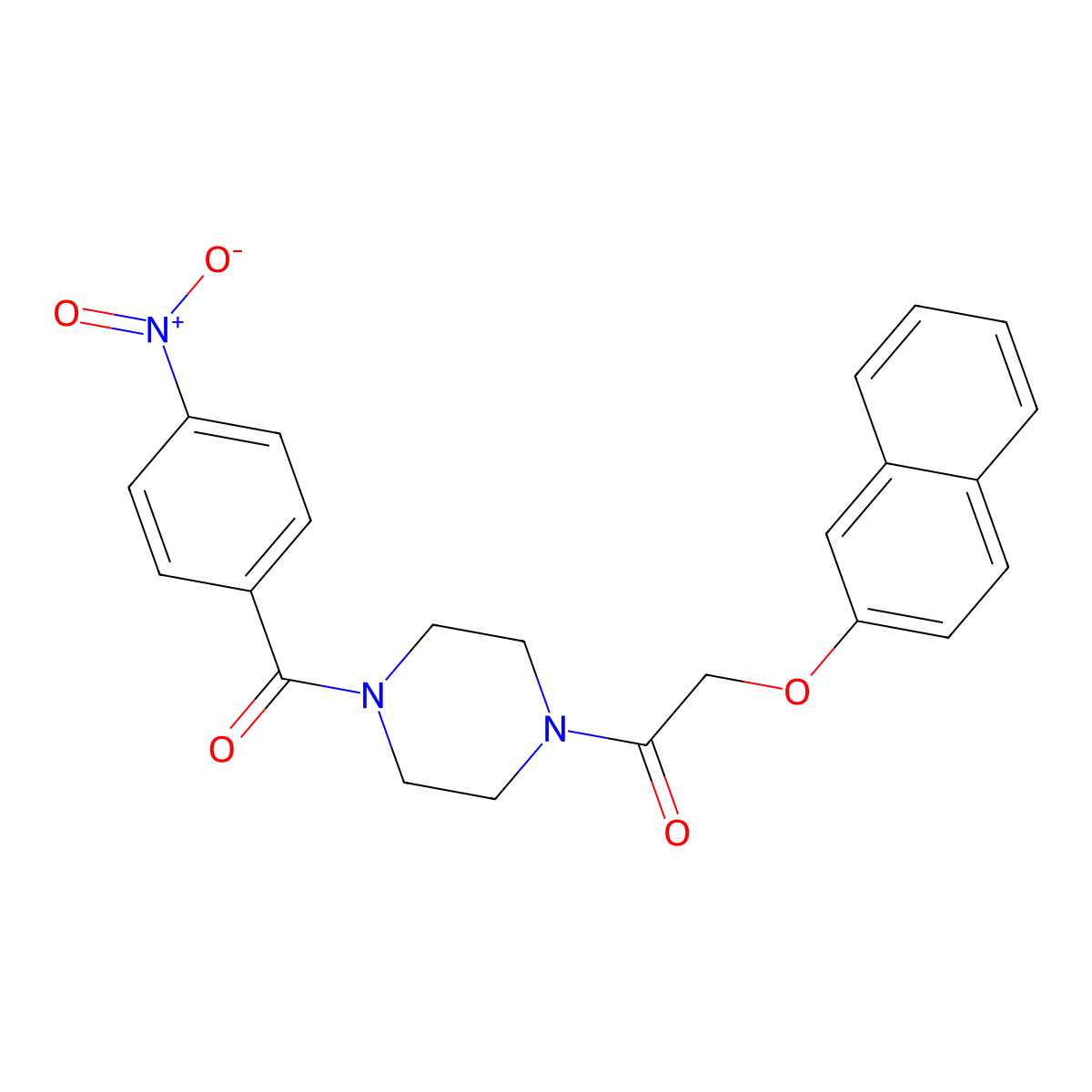 2-Naphthalen-2-yloxy-1-[4-(4-nitrobenzoyl)piperazin-1-yl]ethanone molecular structure, CAS 333756-27-7