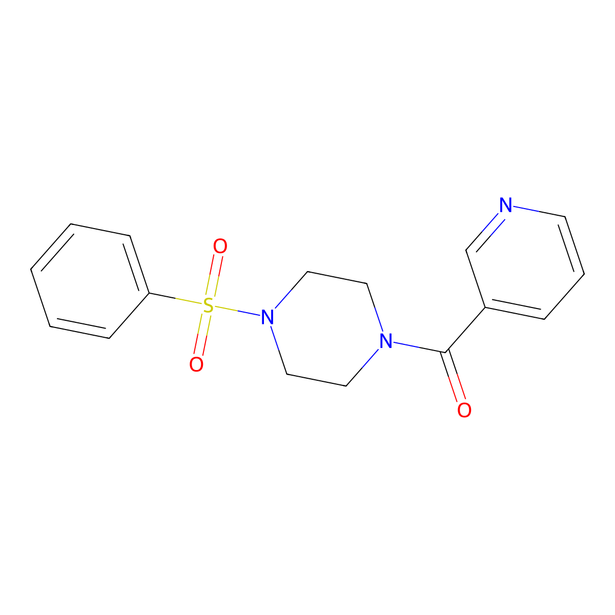 [4-(Benzenesulfonyl)piperazin-1-yl]-pyridin-3-ylmethanone molecular structure, CAS 333756-28-8