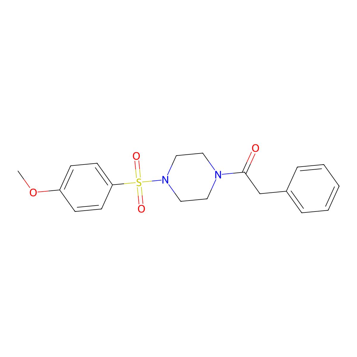 1-[4-(4-Methoxyphenyl)sulfonylpiperazin-1-yl]-2-phenylethanone molecular structure, CAS 333756-30-2