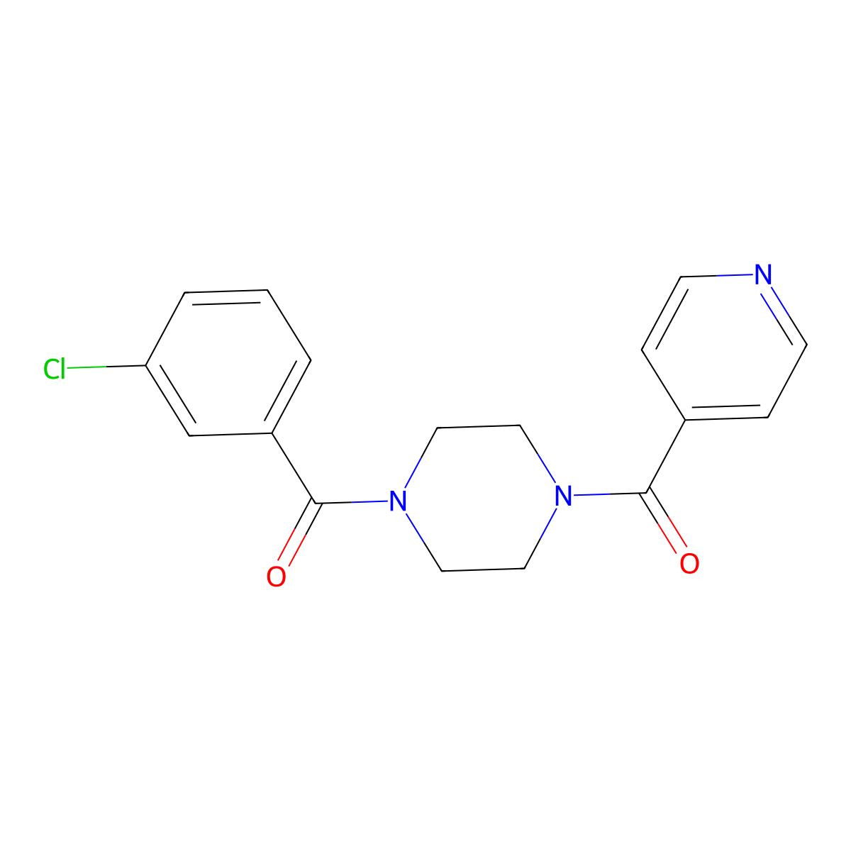 1-(3-Chlorobenzoyl)-4-isonicotinoylpiperazine molecular structure, CAS 333756-31-3