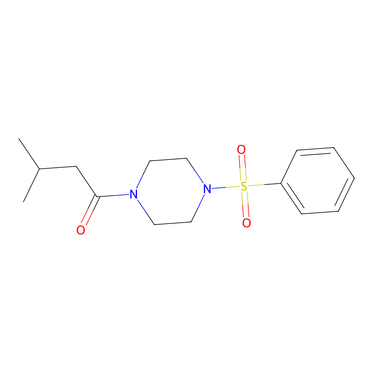 1-[4-(Benzenesulfonyl)piperazin-1-yl]-3-methylbutan-1-one molecular structure, CAS 333756-34-6