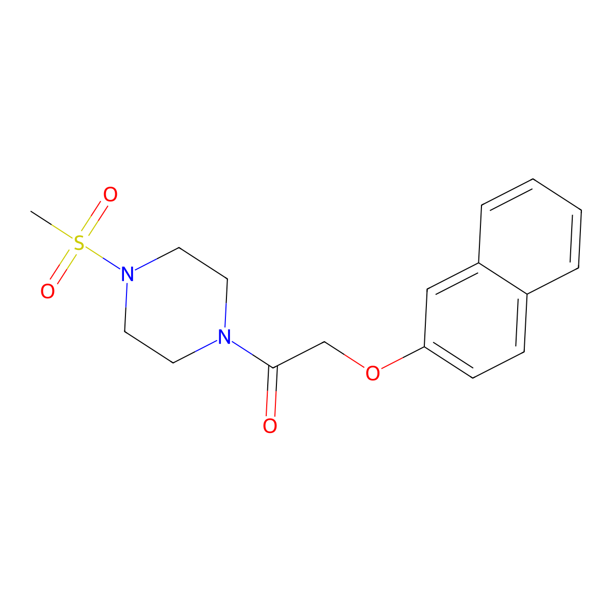 1-(4-Methylsulfonylpiperazin-1-yl)-2-naphthalen-2-yloxyethanone molecular structure, CAS 333756-35-7