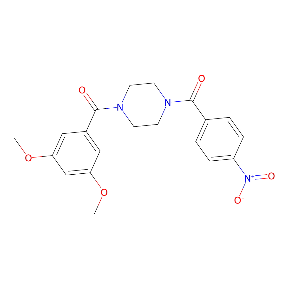 1-(3,5-Dimethoxybenzoyl)-4-(4-nitrobenzoyl)piperazine molecular structure, CAS 333756-36-8