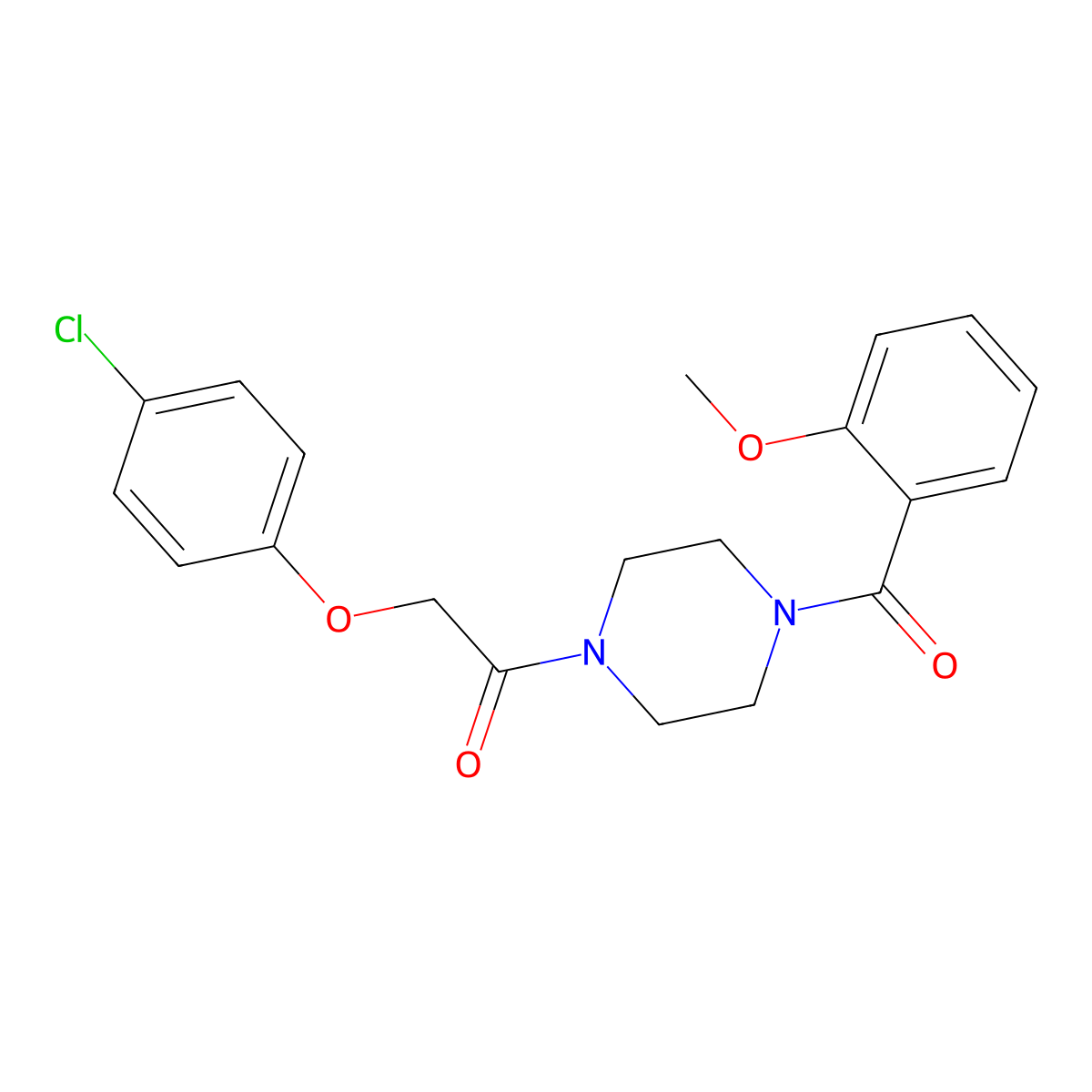 2-(4-Chloro-phenoxy)-1-[4-(2-methoxy-benzoyl)-piperazin-1-yl]-ethanone molecular structure, CAS 333756-37-9
