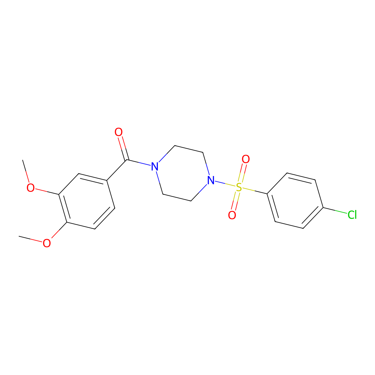 [4-(4-Chloro-benzenesulfonyl)-piperazin-1-yl]-(3,4-dimethoxy-phenyl)-methanone molecular structure, CAS 333756-39-1