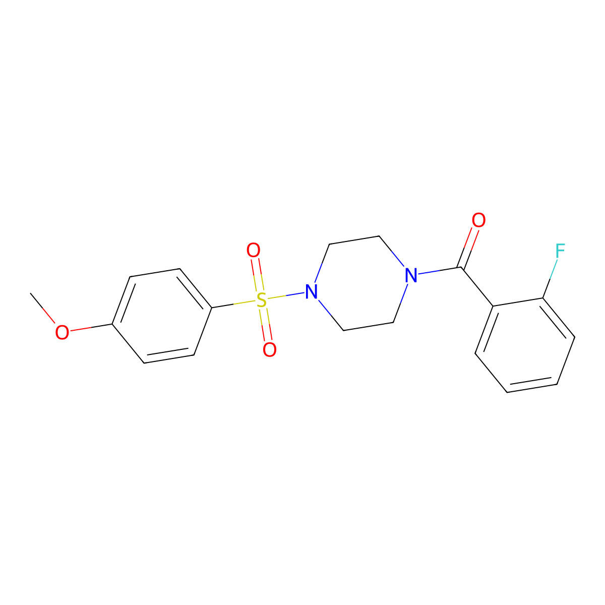(2-Fluoro-phenyl)-[4-(4-methoxy-benzenesulfonyl)-piperazin-1-yl]-methanone molecular structure, CAS 333756-43-7