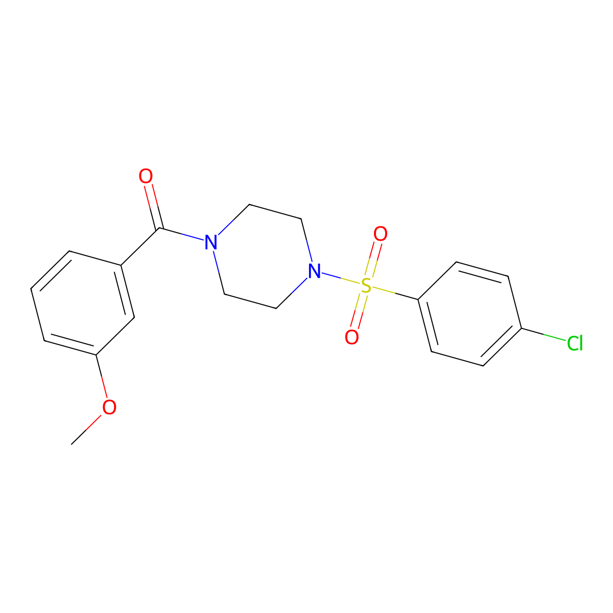 [4-(4-Chlorophenyl)sulfonylpiperazin-1-yl]-(3-methoxyphenyl)methanone molecular structure, CAS 333756-44-8