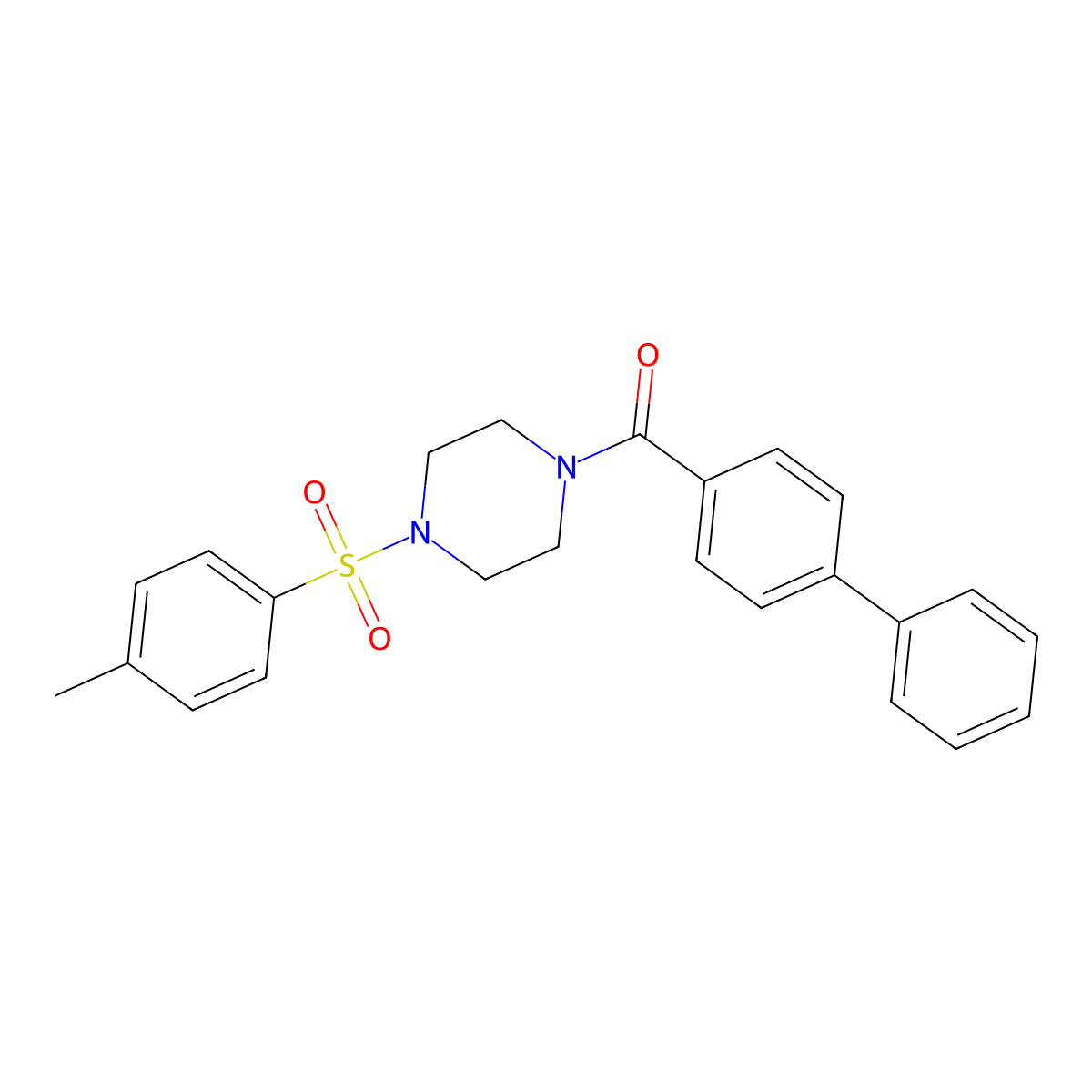 Biphenyl-4-yl{4-[(4-methylphenyl)sulfonyl]piperazin-1-yl}methanone molecular structure, CAS 333756-47-1