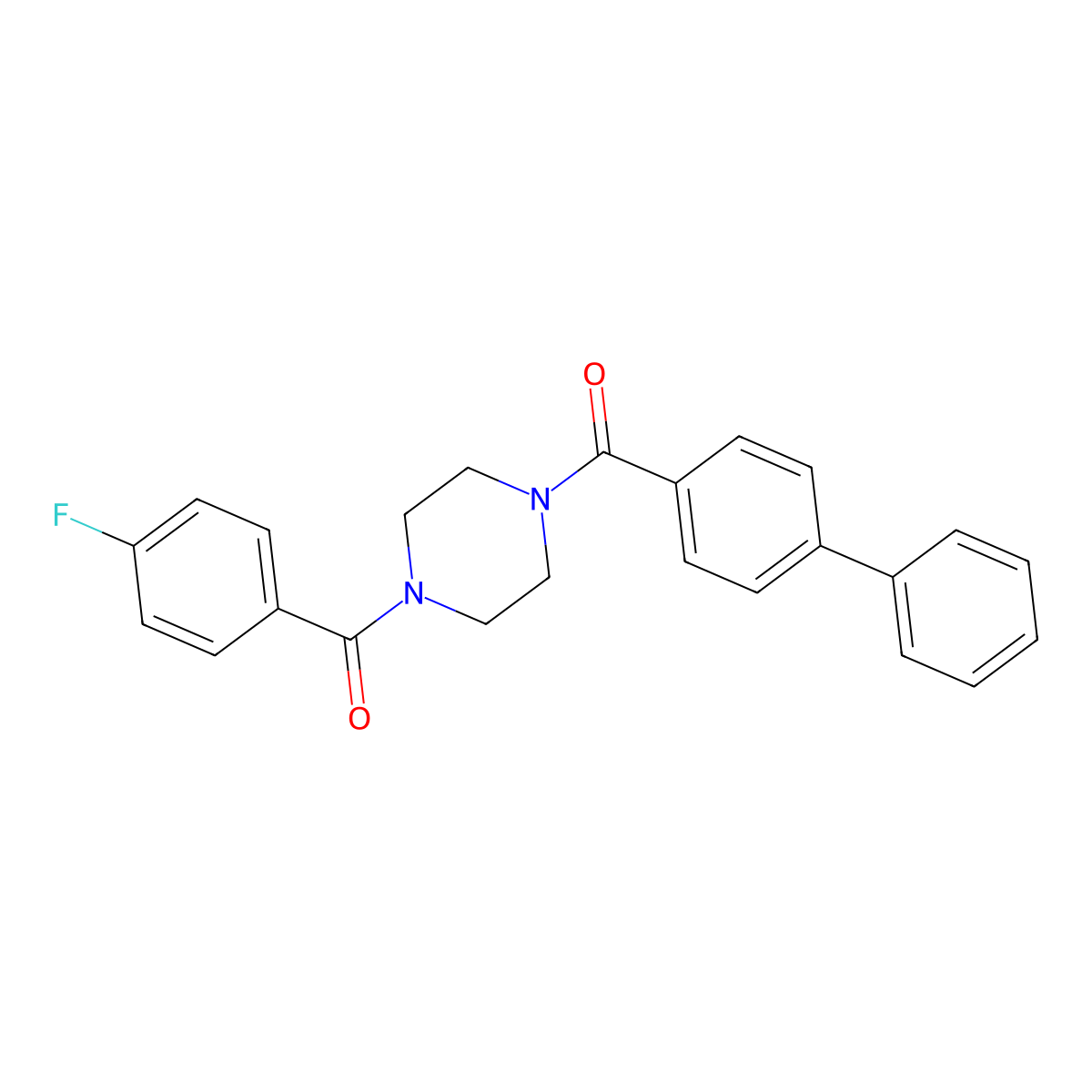 Biphenyl-4-yl{4-[(4-fluorophenyl)carbonyl]piperazin-1-yl}methanone molecular structure, CAS 333756-49-3