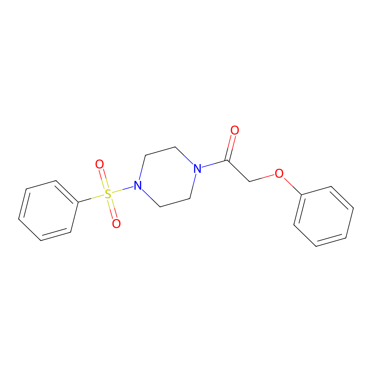 1-(Phenoxyacetyl)-4-(phenylsulfonyl)piperazine molecular structure, CAS 333756-50-6