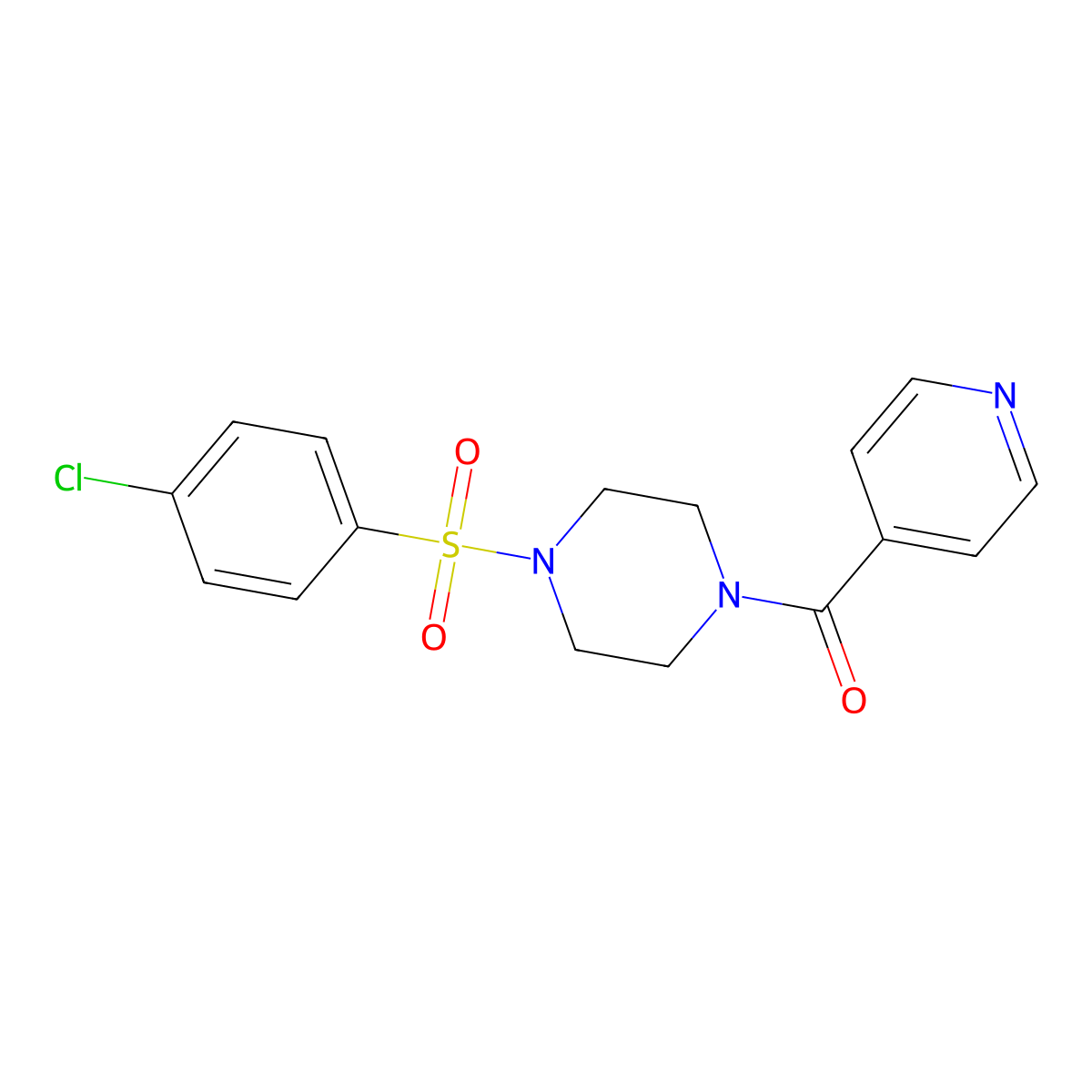 [4-(4-Chloro-benzenesulfonyl)-piperazin-1-yl]-pyridin-4-yl-methanone molecular structure, CAS 333756-54-0