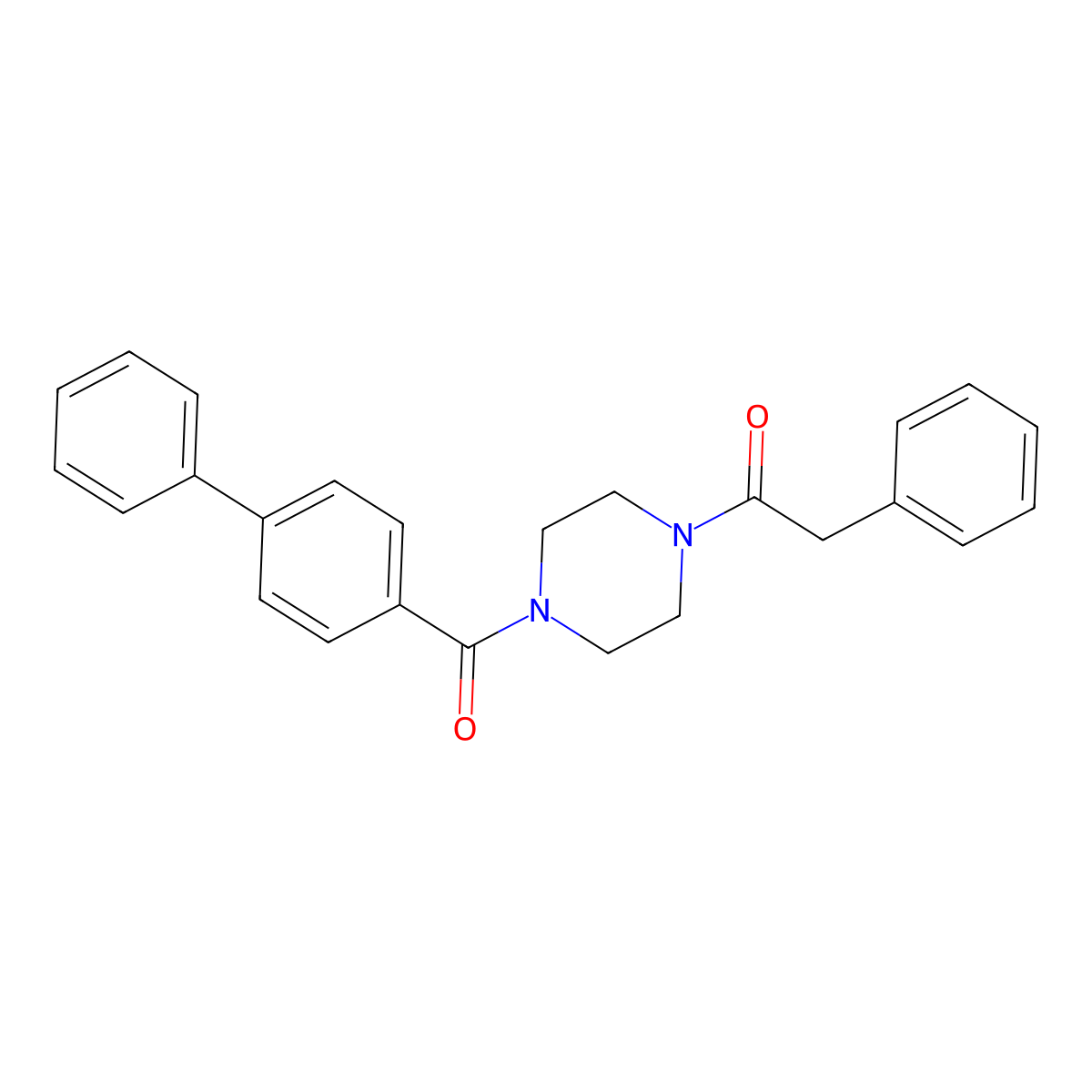 1-([1,1'-Biphenyl]-4-ylcarbonyl)-4-(phenylacetyl)piperazine molecular structure, CAS 333756-59-5