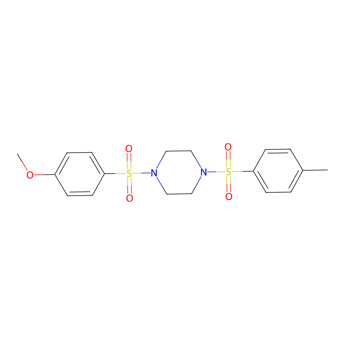 1-[(4-Methoxyphenyl)sulfonyl]-4-[(4-methylphenyl)sulfonyl]piperazine molecular structure, CAS 333756-60-8